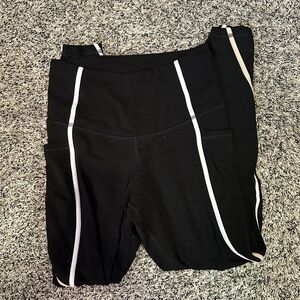 Black Leggings with White Stripes